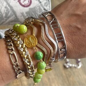 Imperial jade saint Benedict beaded bracelet handmade rosary link adjustable